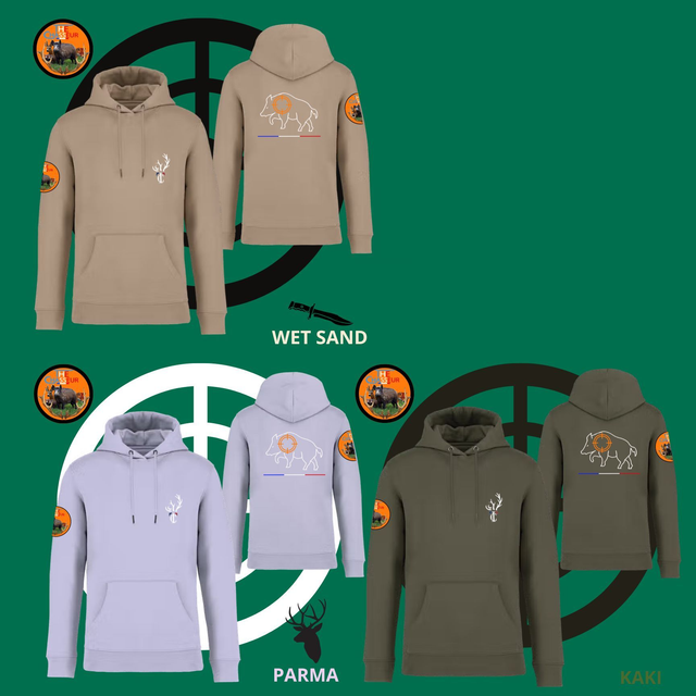 Sweet unisexe Brodé Team the Chasseur + SANGLIER