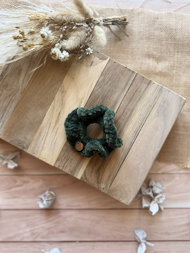 Chouchou tout doux vert sapin 