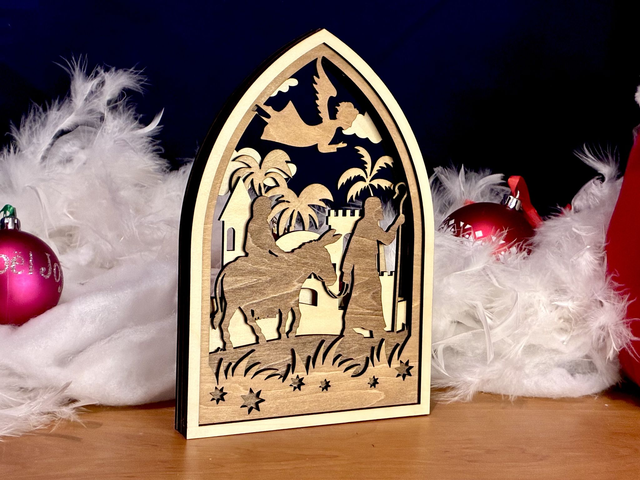 Crèche murale en bois – Scènes de la Nativité