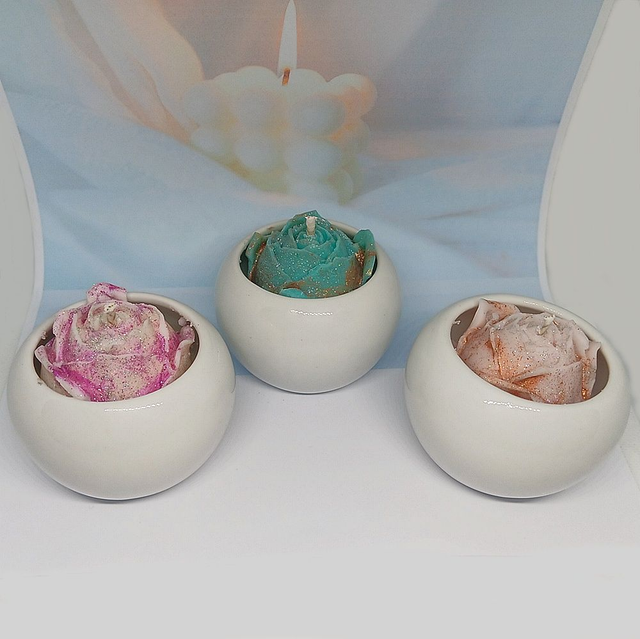 Bougies en forme de rose parfumée à la fleur de cerisier, douceur des îles, barbe à papa – Parfait pour un cadeau pour la fête des mères