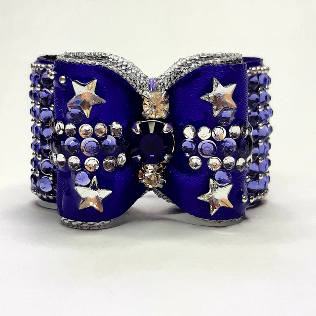 Noeud double coques-violet-strass