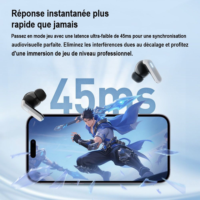 Langsdom écouteur TG16 ZETA Gris véritable casque stéréo sans fil Smart APP contrôle ANC ENC casque antibruit à faible latence. TWS V6.0 Bluetooth