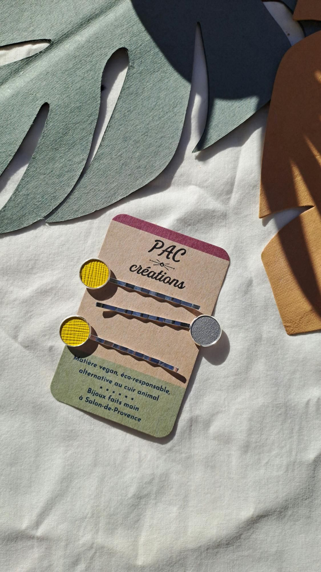 Lot de 3 barrettes pinces à cheveux en matières végétales 