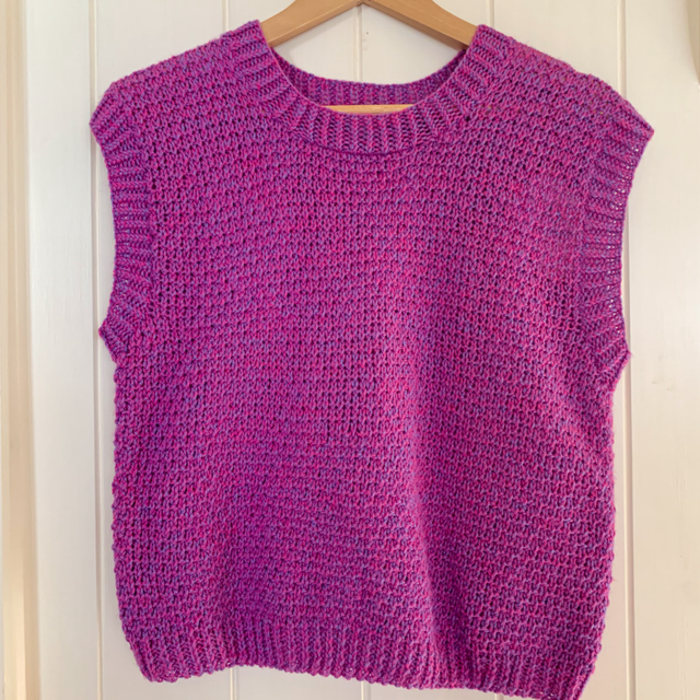 Pink &amp; Purple Knitted Sweater Vest - Size Medium (12-14)