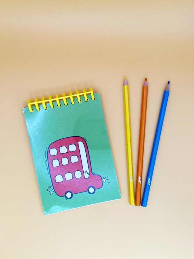 Red bus notepad