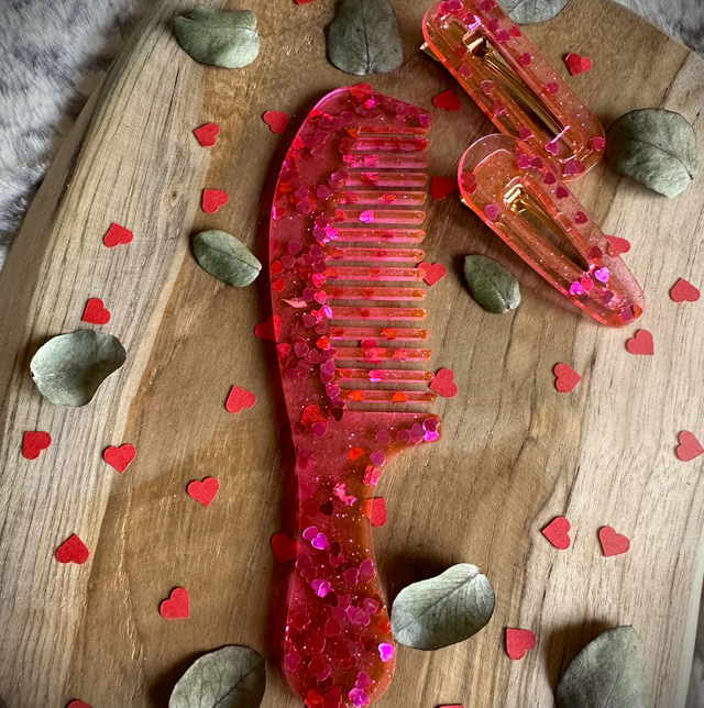 Élégance romantique – Peigne &amp; barrettes assortis