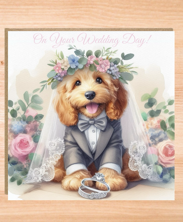Cockapoo Dog On Your Wedding Day Card