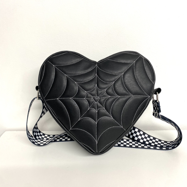 Spider Web Heart shaped crossbody Bag