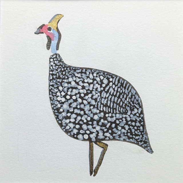 'Dotty' Guinea Fowl Print Mounted 