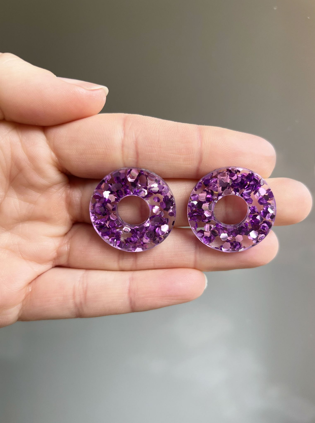 Boucles d'oreilles Anaïs - Paillettes violettes