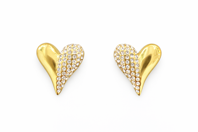 Pendientes acero dorado y brillos 