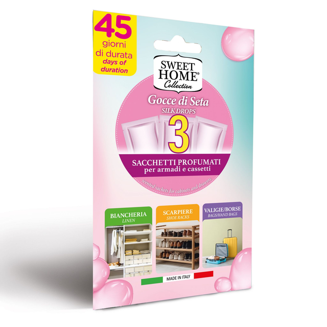 SWEET HOME SACCHETTI PROFUMATI PER ARMADI E CASSETTI/3PZ/VARIE FRAGANZE