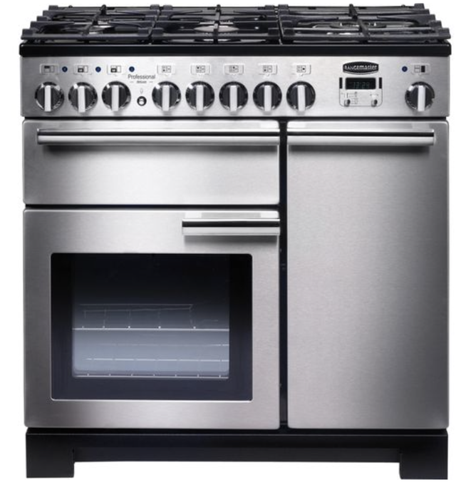 RANGEMASTER Professional Deluxe 100 Dual Fuel Range Cooker - Stainless Steel &amp; Chrome