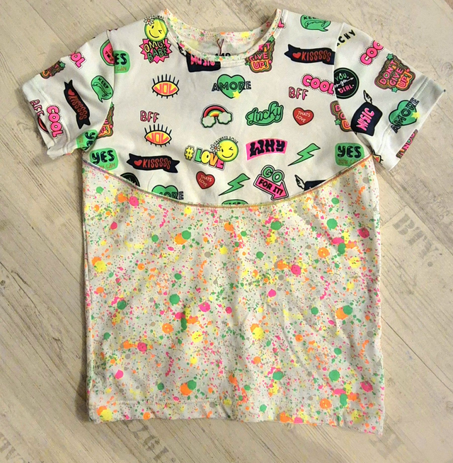 Kinder T-Shirt, Comic Sprechblasen und Farbkleckse, Unikat, #140