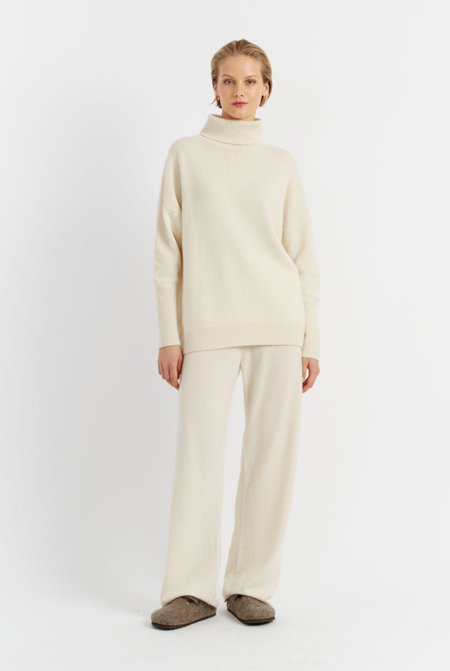 Cream Chinti &amp; Parker Cashmere Wide Leg