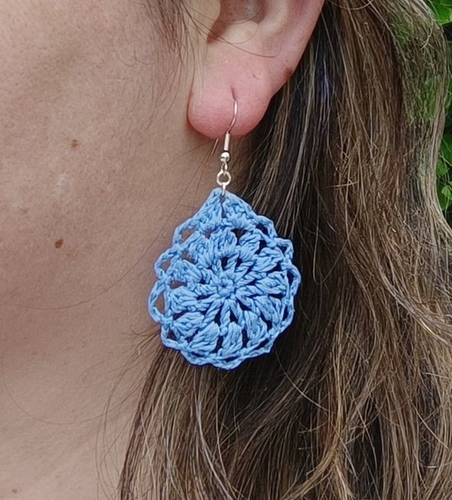 Boucles d’oreilles LUNA en Micro crochet - Ciel 