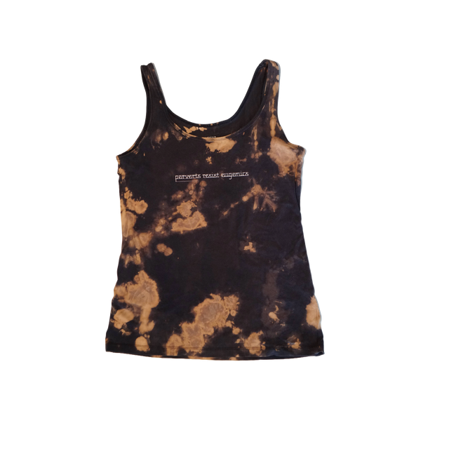 bleached top "perverts resist eugenics" size S
