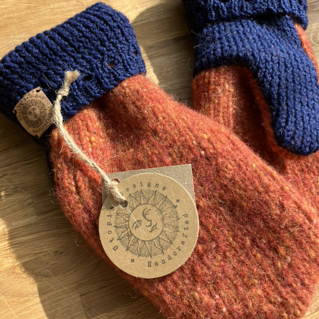 Orange & Navy Mittens
