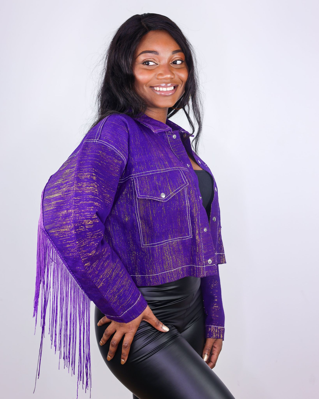 Veste à frange (violet) en pré-commande 