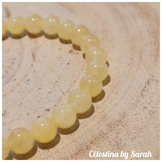 Bracelet Jade miel 6mm Taille Dame