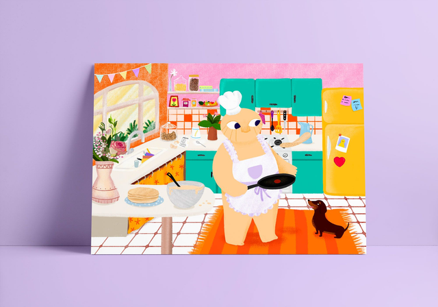 Petit bonhomme fait des crêpes