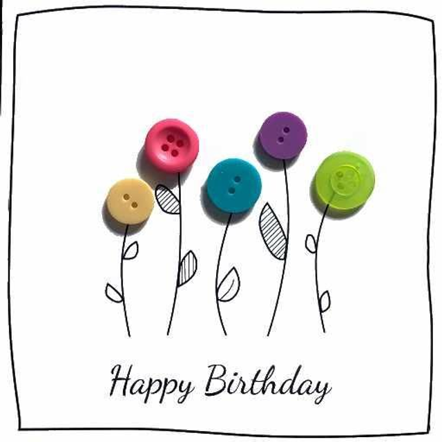 Happy Birthday Button Flowers