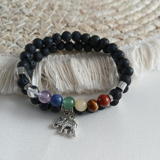 Dames armband Chakra's en Lavasteen (1.034)
