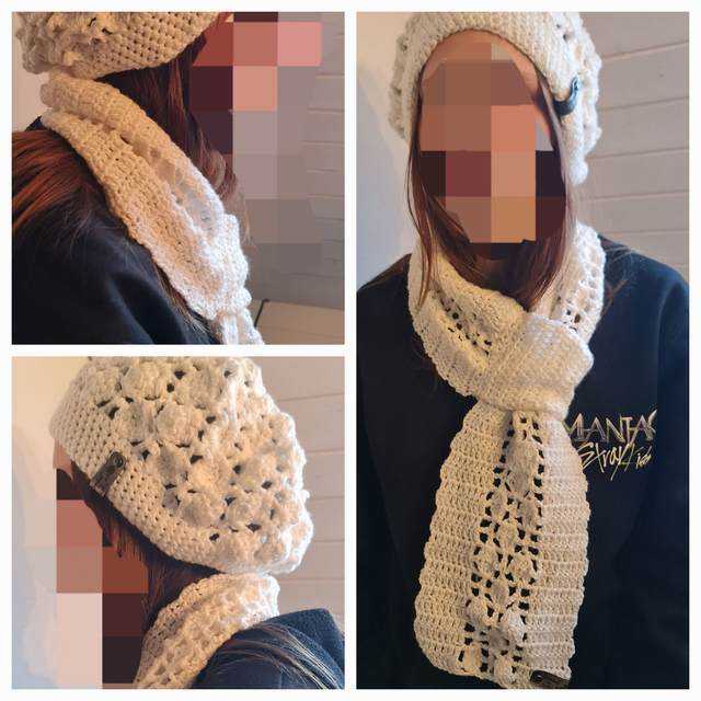 Set Beanie und Kurzschal "Schneeweiss"