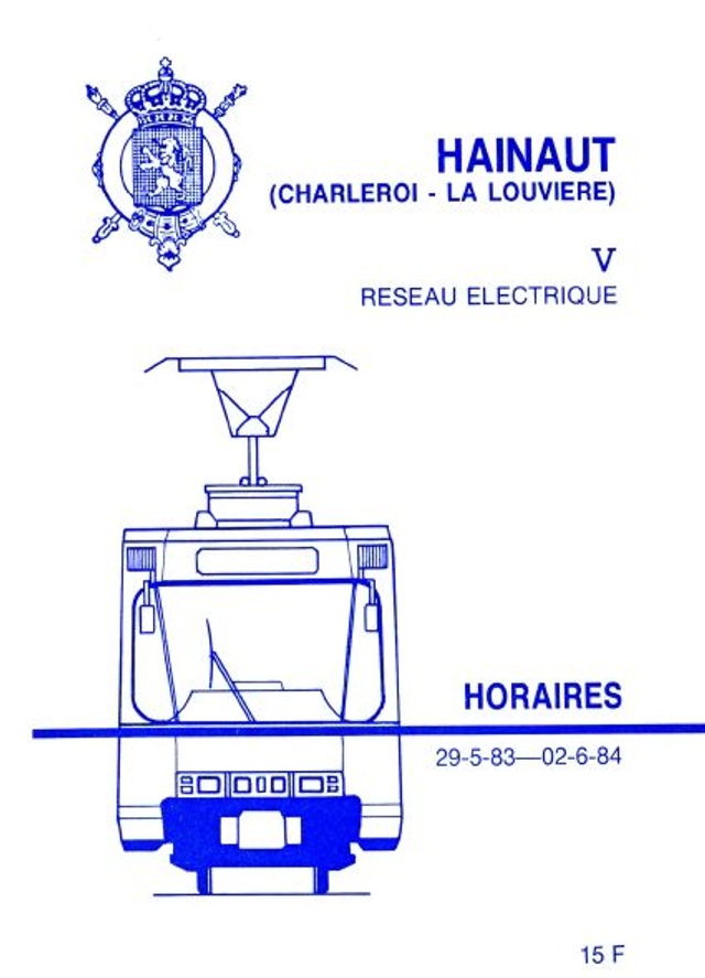 Indicateurs horaire des trams SNCV de Charleroi en 1983