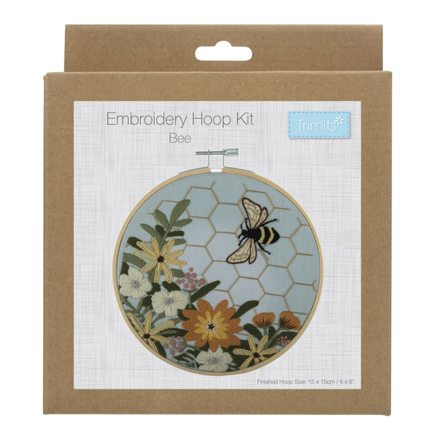 Bee and Flowers Embroidery Kit with Hoop