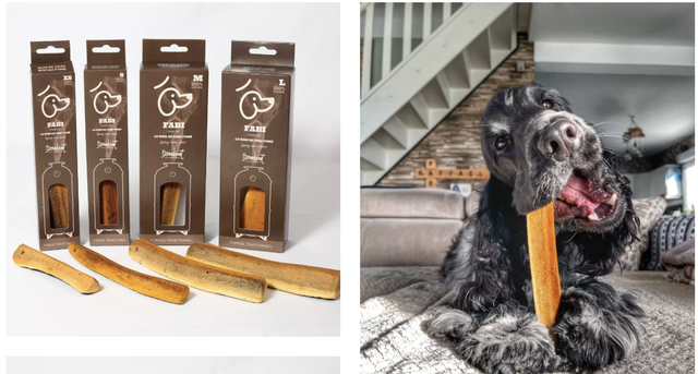 Bois de cerf biseau à mâcher fumé au jambon, sans arôme ! Pour chien - FABI