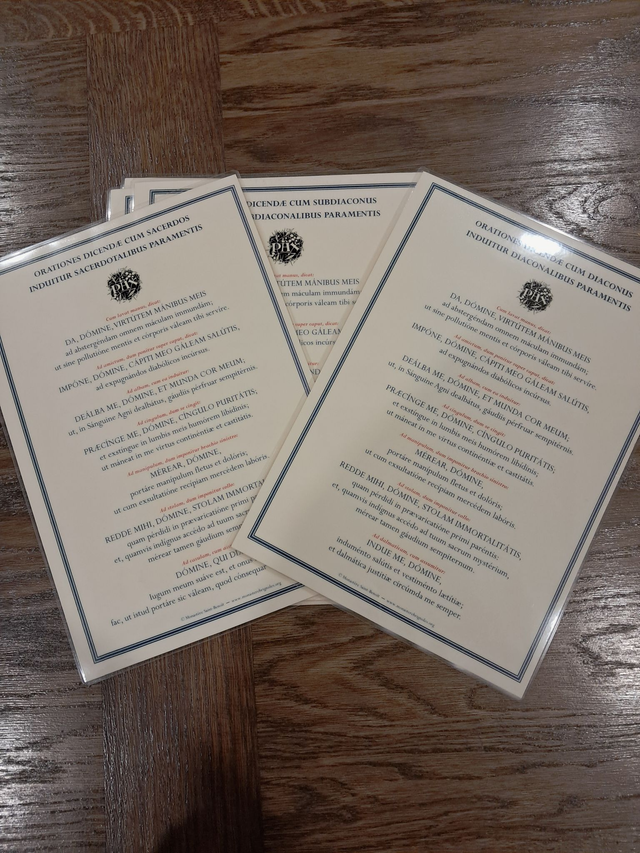 Cartes de prières d'investiture - Vesting prayer cards