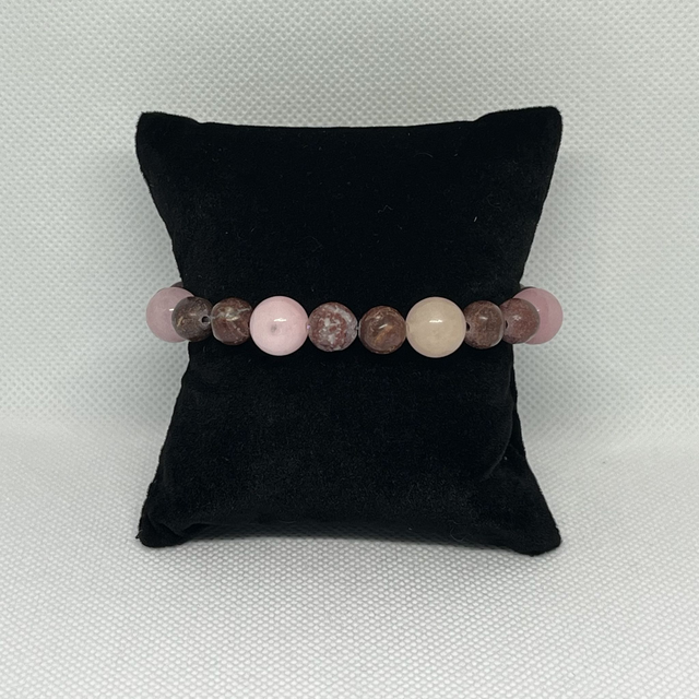 Bracelet en pierres naturelles rose et violet