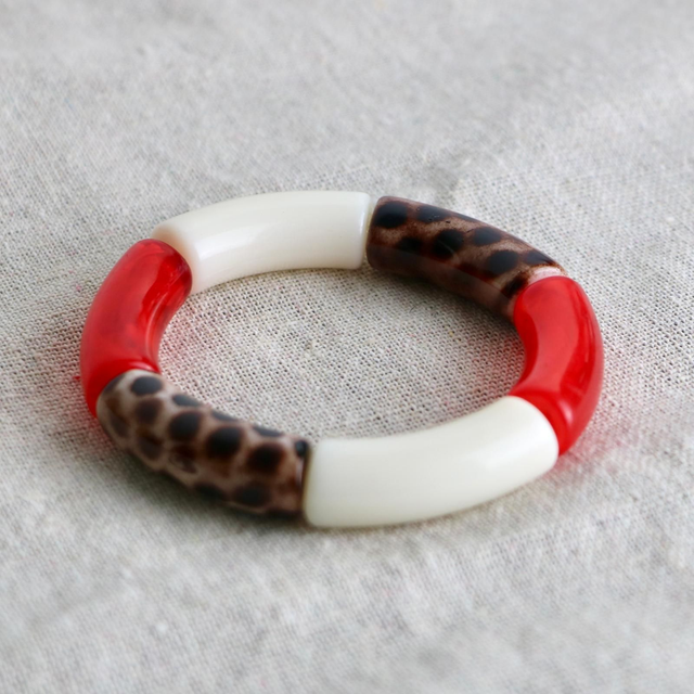 Bracelet tubes Maxi léopard rouge