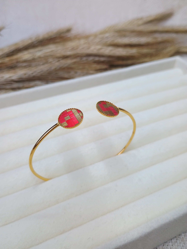 Bracelet JONC Mosaïque Rouge/doré