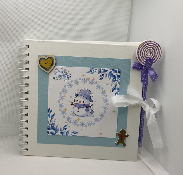 Personalised First Christmas frame and album set. Snowman design.