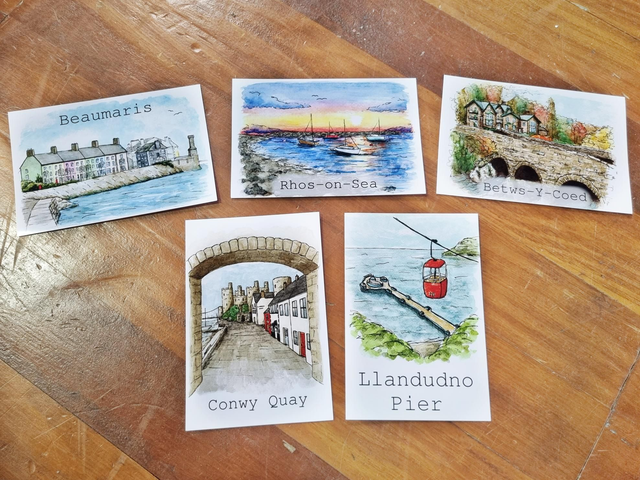 Pack of 5 North Wales postcards