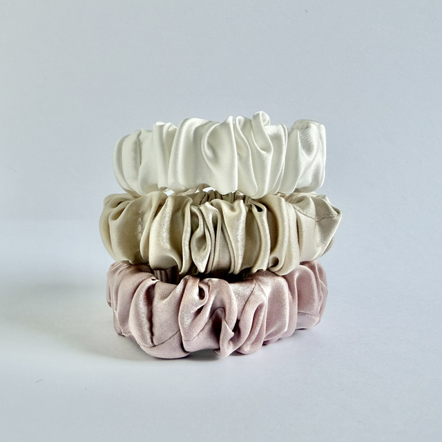 Chouchou en soie - Taille Skinny - Rose poudré