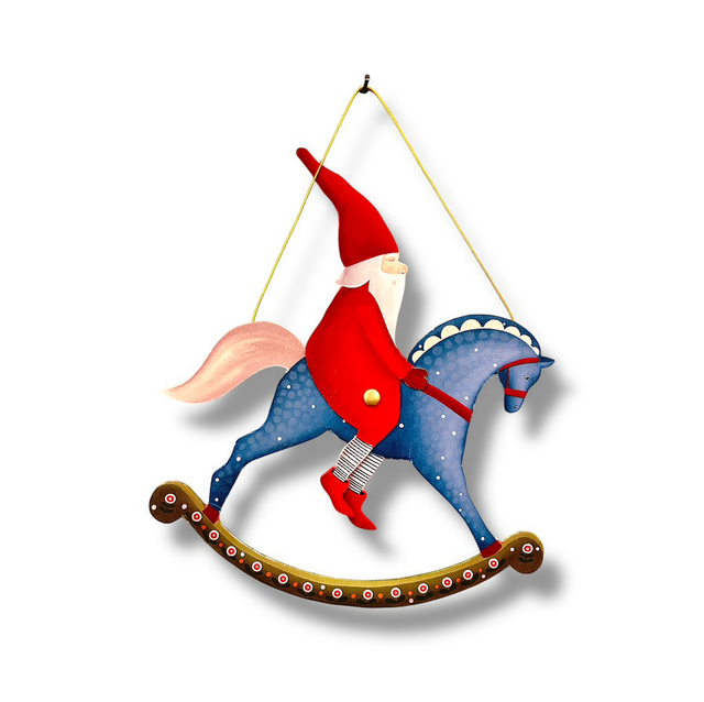 Paper Doll Articolata – Babbo Natale sul Cavallo a Dondolo