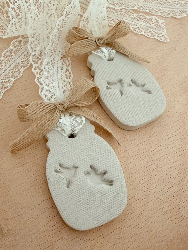 Petit pot à lait avec colombes, en argile, diffuseur de parfum