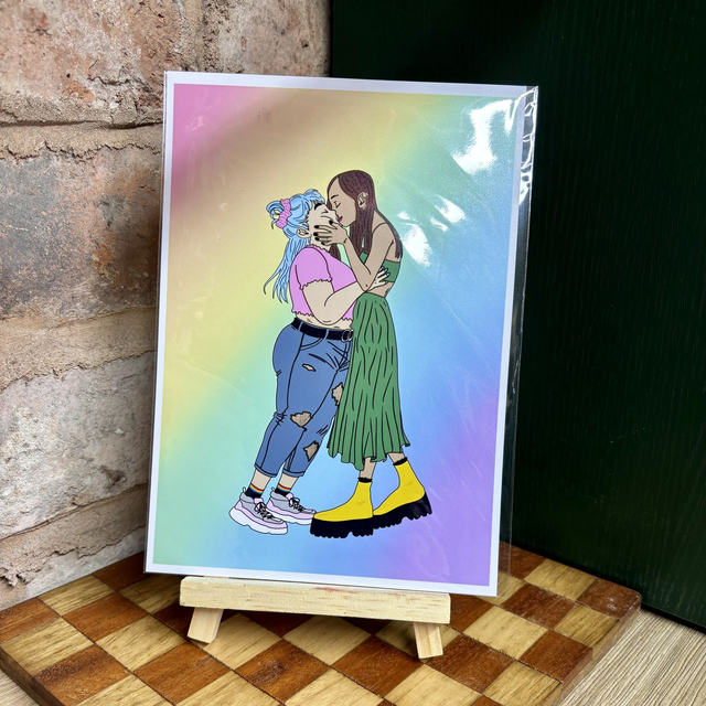 Girls Kissing A5 Print