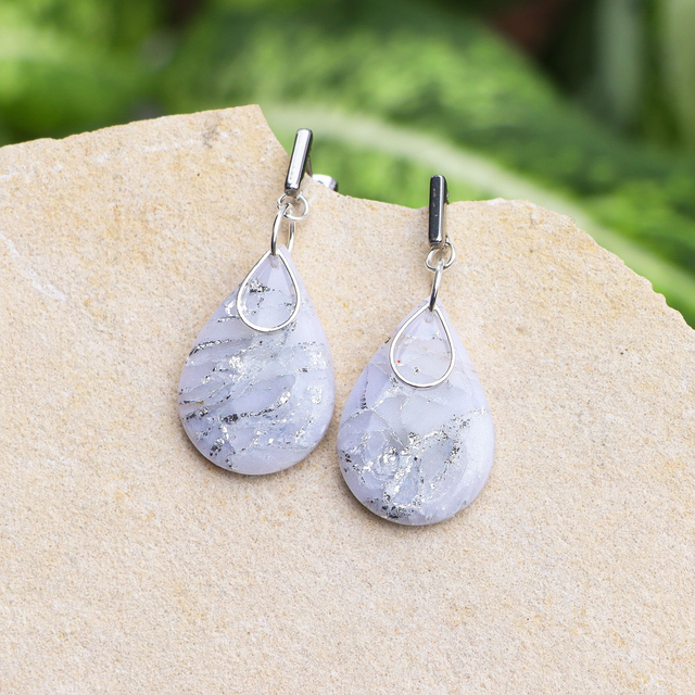 Ohrringe “Drops of Moonlight” - groß - festliche Tropfenohhänger aus Polymerton mit hypoallergenem Edelstahl-Ohrstecker