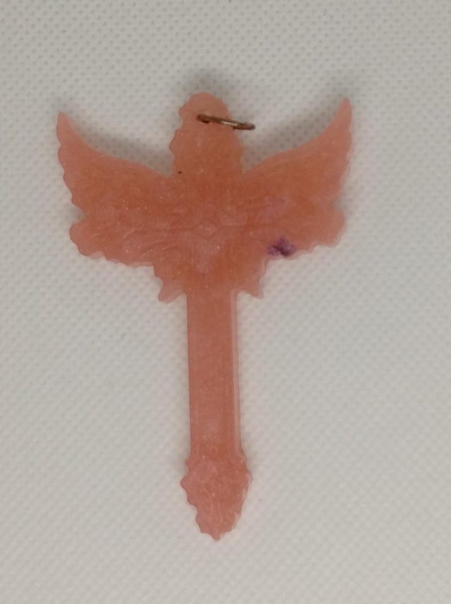 Croix ailes d' ange rose 