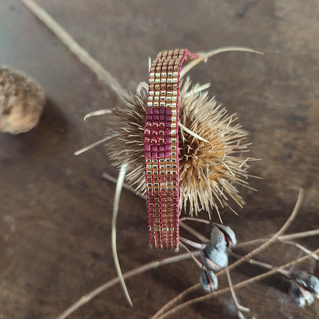 Bracelet tissé main en perles de verre miyuki,fil de jade résistant et réglable, pièce unique 