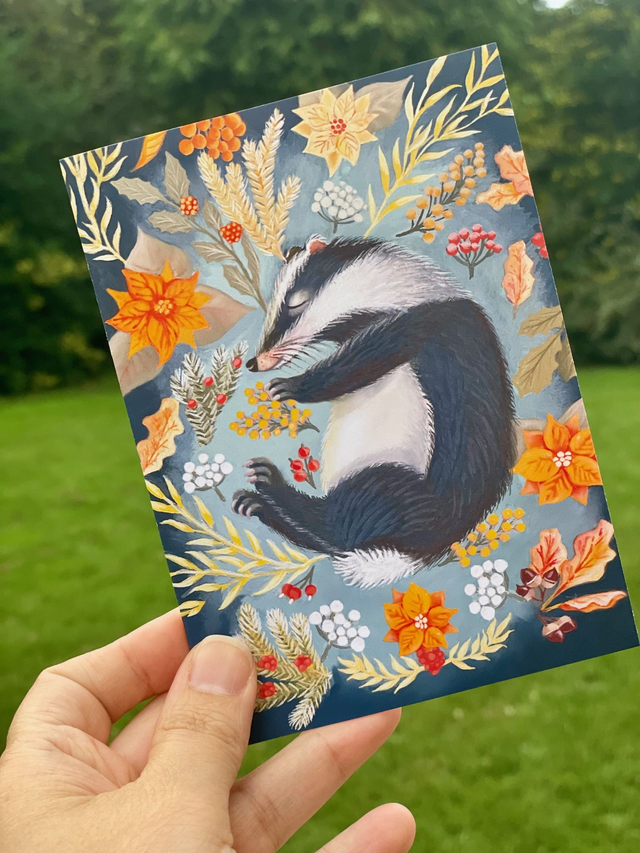Badger Dreams  Greeting Card - One card or Set of Four
