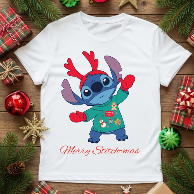 Stitch Christmas DTF print T-shirt