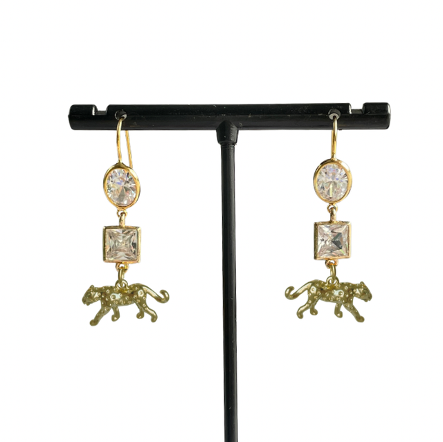 Gold leopard earrings