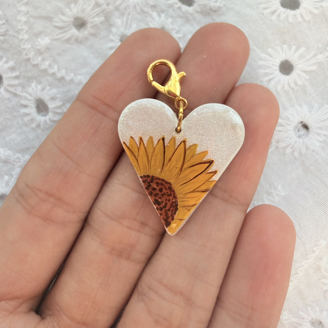 Sunflower Heart Charm
