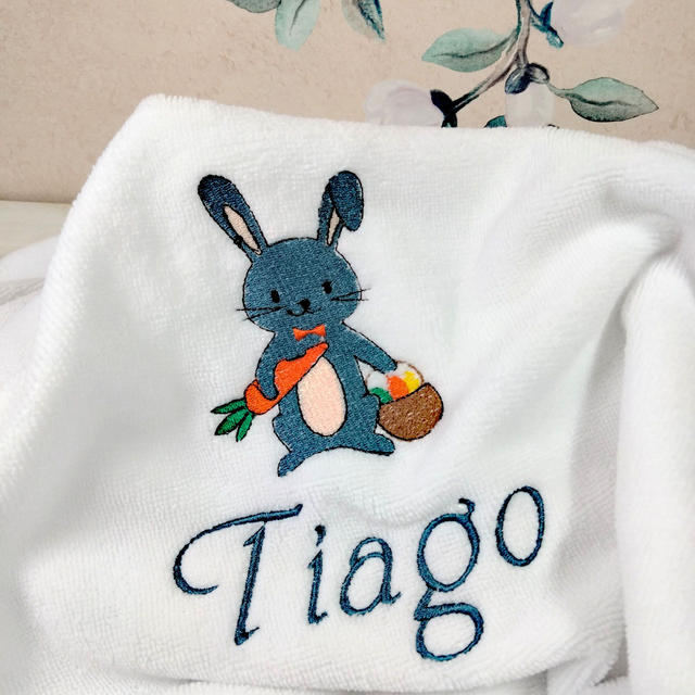 Cape de bain personnalisée lapin de Pâques