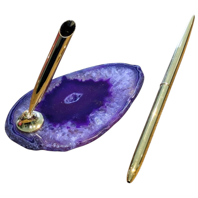 Porte-stylo en tranche d&#039;agate